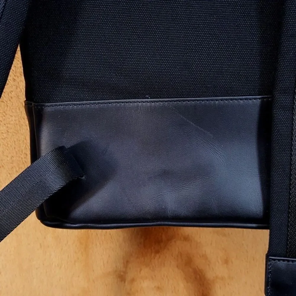 WANT LES ESSENTIELS Mens Black Kastrup Organic Cotton Canvas Backpack $575